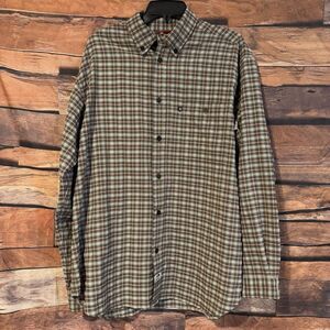 The North Face Men's Large Plaid Seersucker Shirt Long Sleeve Brown Beige Pocket
